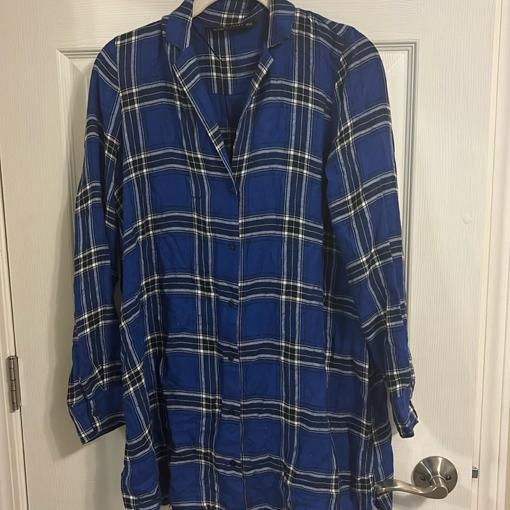 Zara NWOT royal blue striped shirt dress
